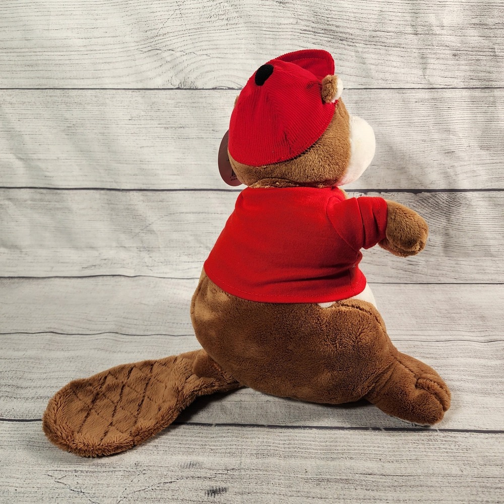 Buc-ee's Mascot Plush Beaver 10 inch Stuffed Animal Red Shirt Corduroy Hat NWT - Picture 4 of 6
